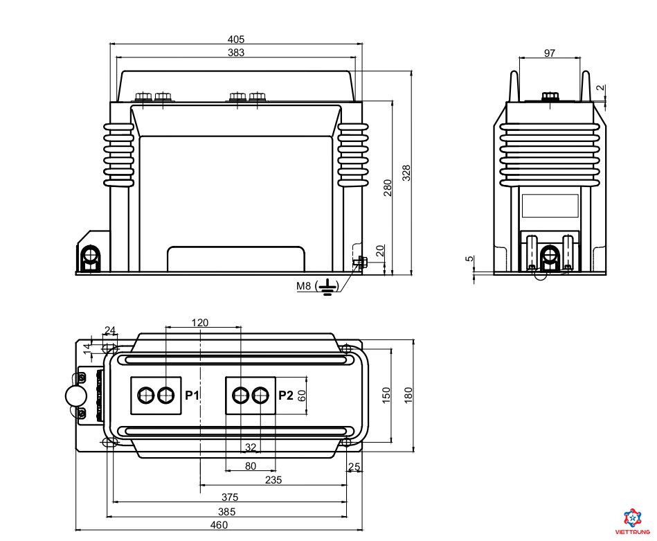 Biến dòng 1 pha 7.2kV đúc chân không trong nhà. Kiểu CT6-3C1I1C