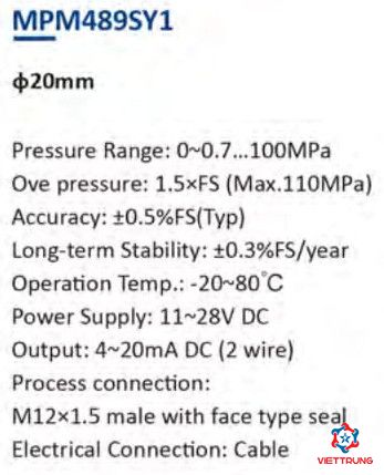 Pressure Transmiter MPM489SY1