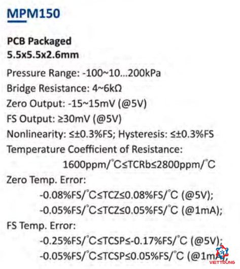 Piezoresistive Pressure Sensor MPM150