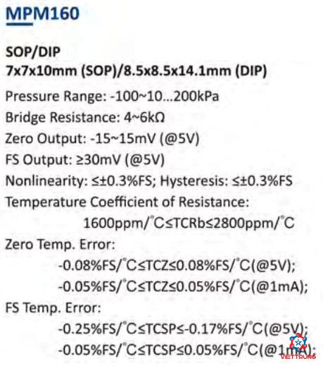 Piezoresistive Pressure Sensor MPM160