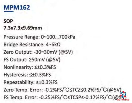 Piezoresistive Pressure Sensor MPM162