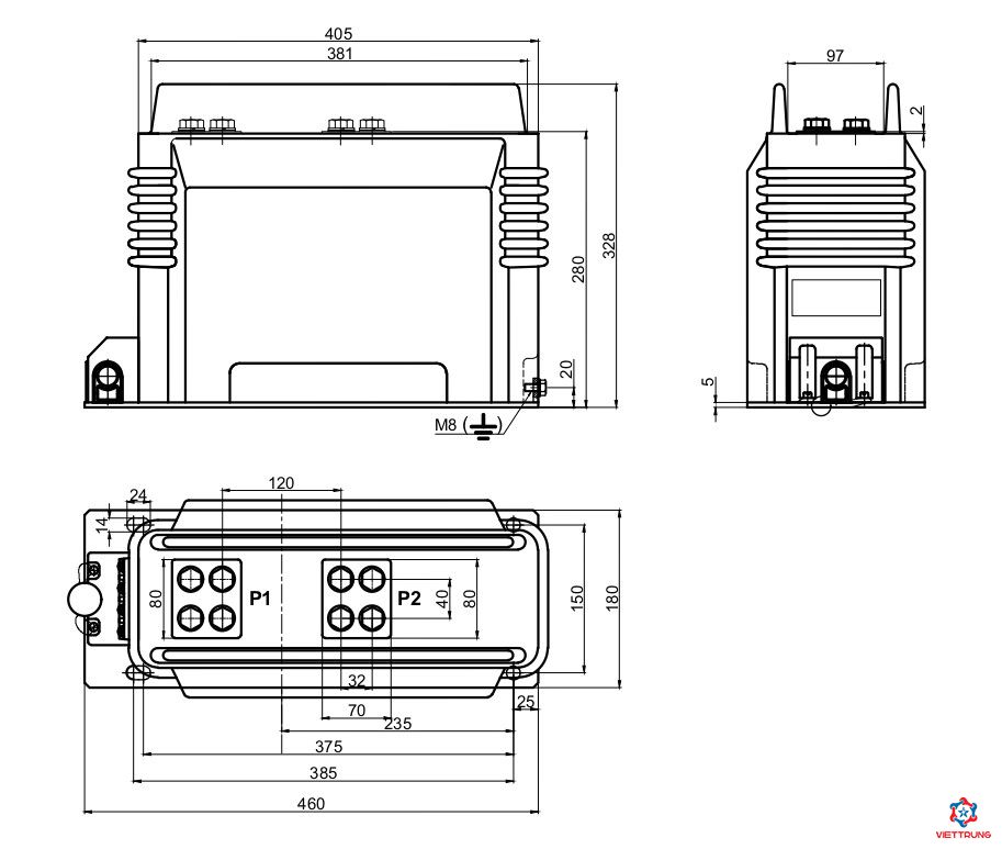 Biến dòng 1 pha 7.2kV đúc chân không trong nhà. Kiểu CT6-4C1I1C